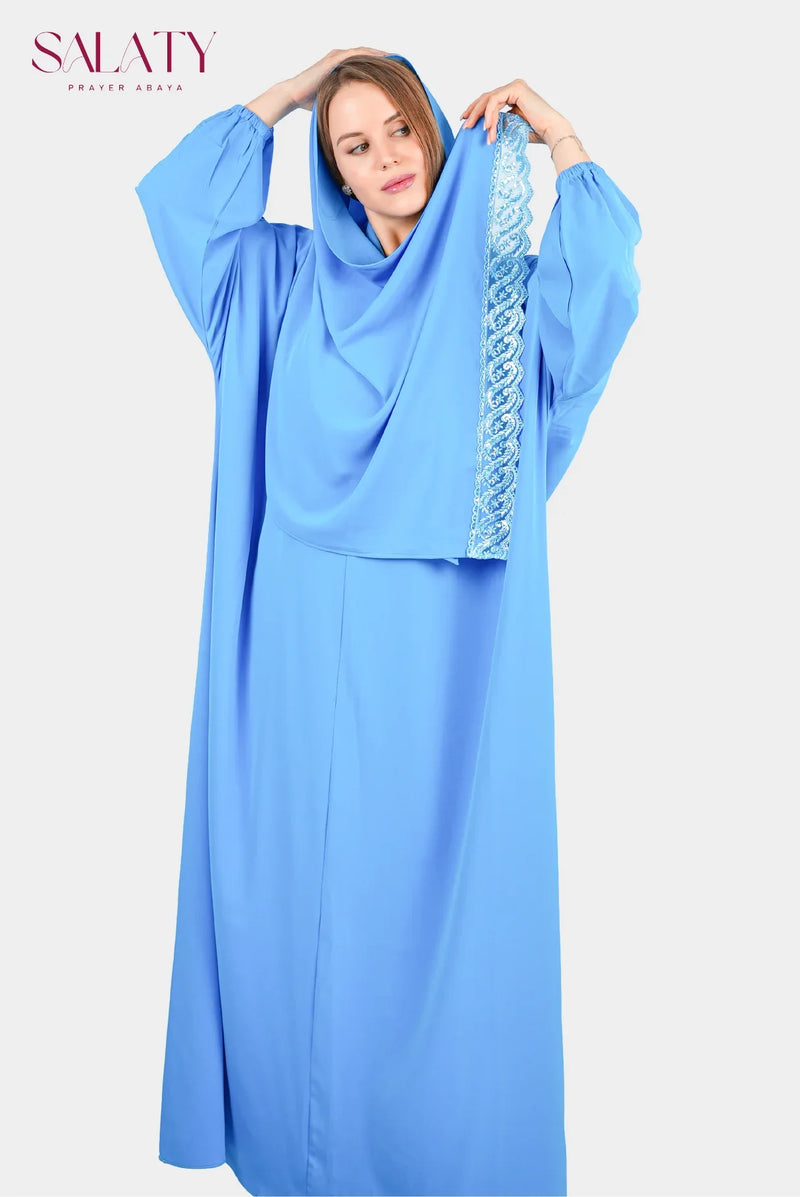 Abaya Dentelle Bleu